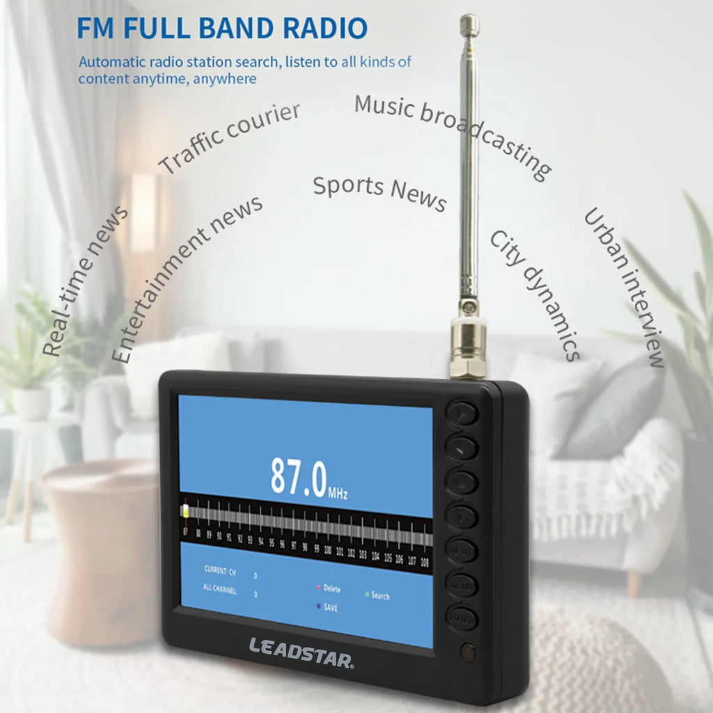 D5  Portable Digital  Player - 5-inch Screen, Pocket-Sized Car Television, Multimedia Player, Radio,  Card and U Disk Playback, Includes Remote Control