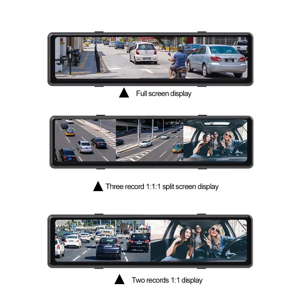 Dash Cam 3 Cameras with  CarPlay and Android Auto, 11.26"  Touch Screen with Bluetooth, Wireless Portable Car , Reversing Camera