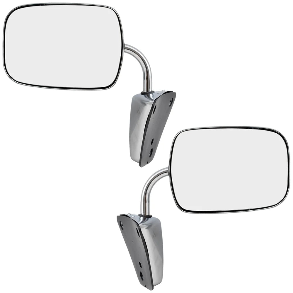 Brock Replacement Set Manual Side Door Stainless Steel Low Mount Mirrors Compatible with 1973-1991 C/K/R/V Pickup Truck  996220