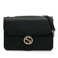 Pre-Owned Authenticated Gucci Medium Dollar Interlocking G Crossbody Bag Calf Leather Black Unisex (Good)