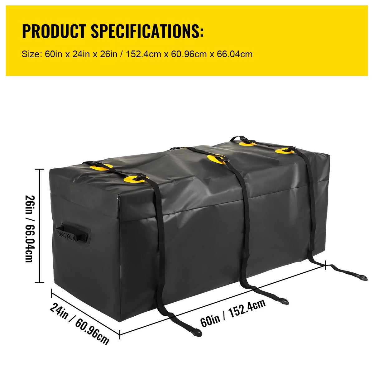 Hitch Cargo Carrier Bag, Waterproof 840D , 60"x24"x26" (22 Cubic Feet), Heavy Duty Cargo Bag for Hitch Carrier with Reinforced Straps, Fits Car Truck  Vans Hitch Basket