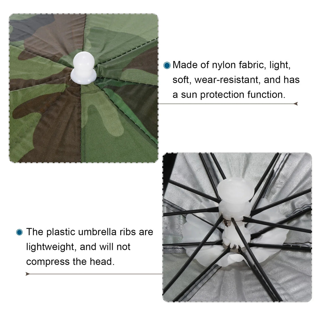 Uxcell 20" Fishing Umbrella Hat Folding Sun Rain Cap Head Umbrella Camo 4 Pack