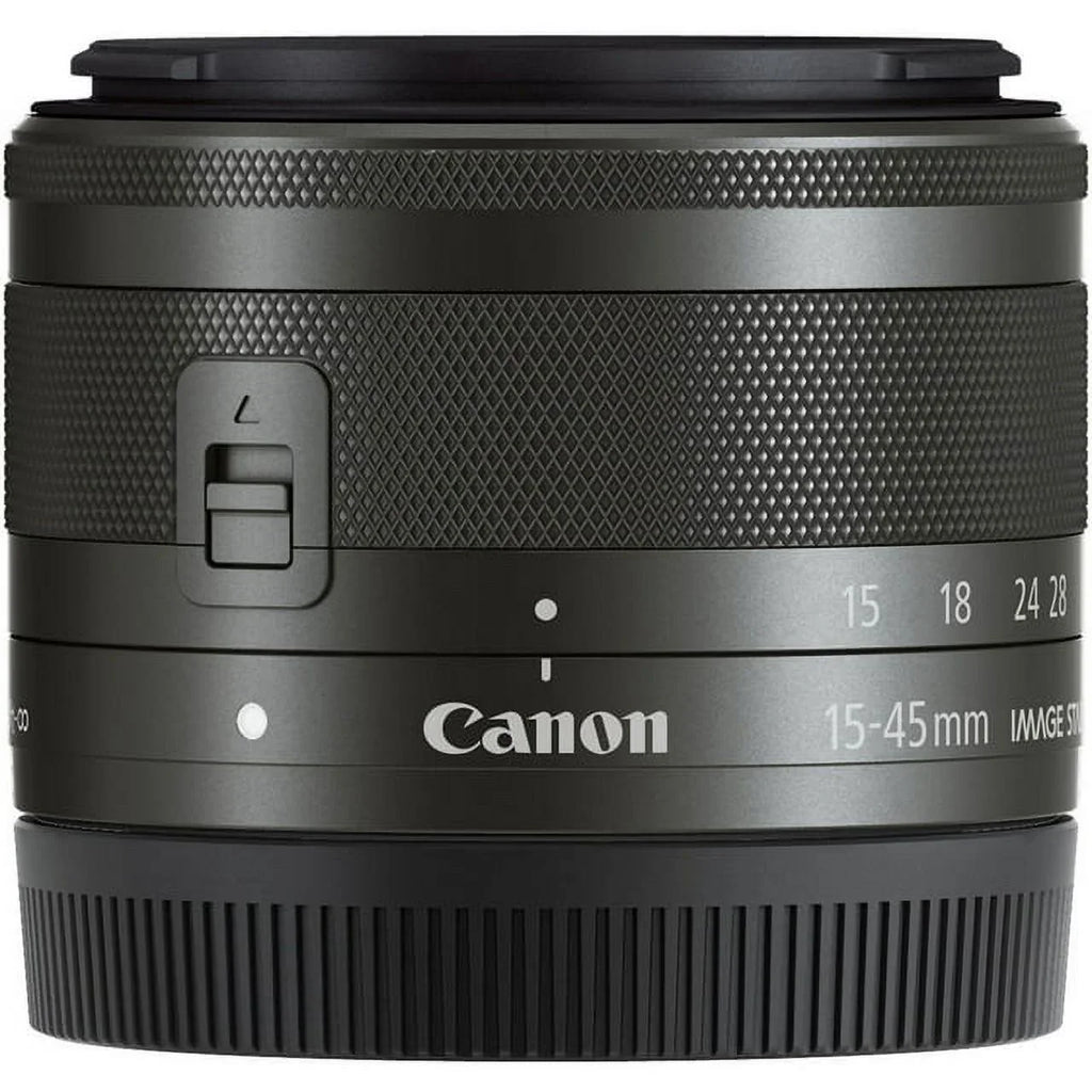 Canon -M 15-45mm f/3.5-6.3   Lens (Graphite) - PixiBytes Basic Bundle