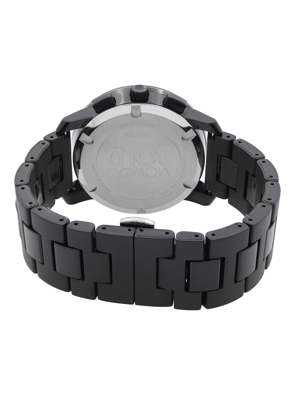 Movado Bold 43mm Steel Plastic Resin Black Dial Quartz Mens Watch 3600048