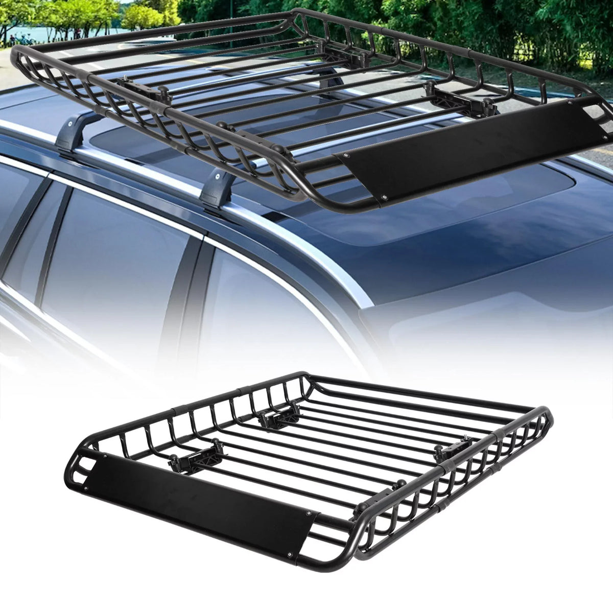 45" x 36" Universal Roof Rack Basket Heavy Duty Rooftop Cargo Rack, 150 lbs Cargo Carrier for Top of Vehicle for , Truck, & Car Luggage Holder, Black