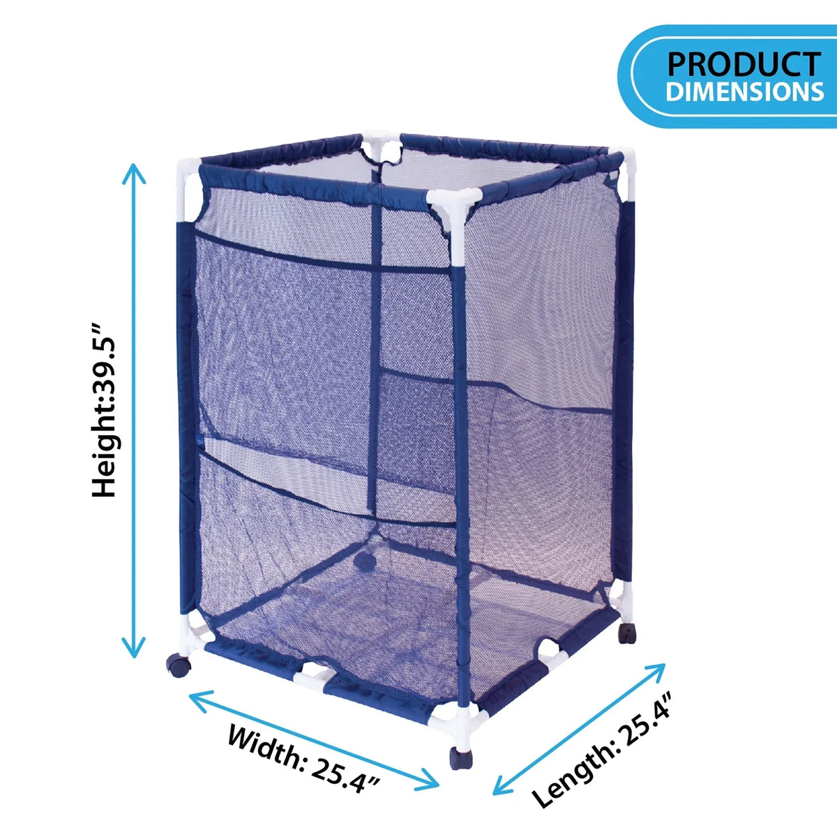Pool Bins Pool Storage Organizer Mesh Rolling Pool Equipment Bin, Medium, (25.4" W X 25.4" L x 40" H) - Style -M200, Blue, -1513