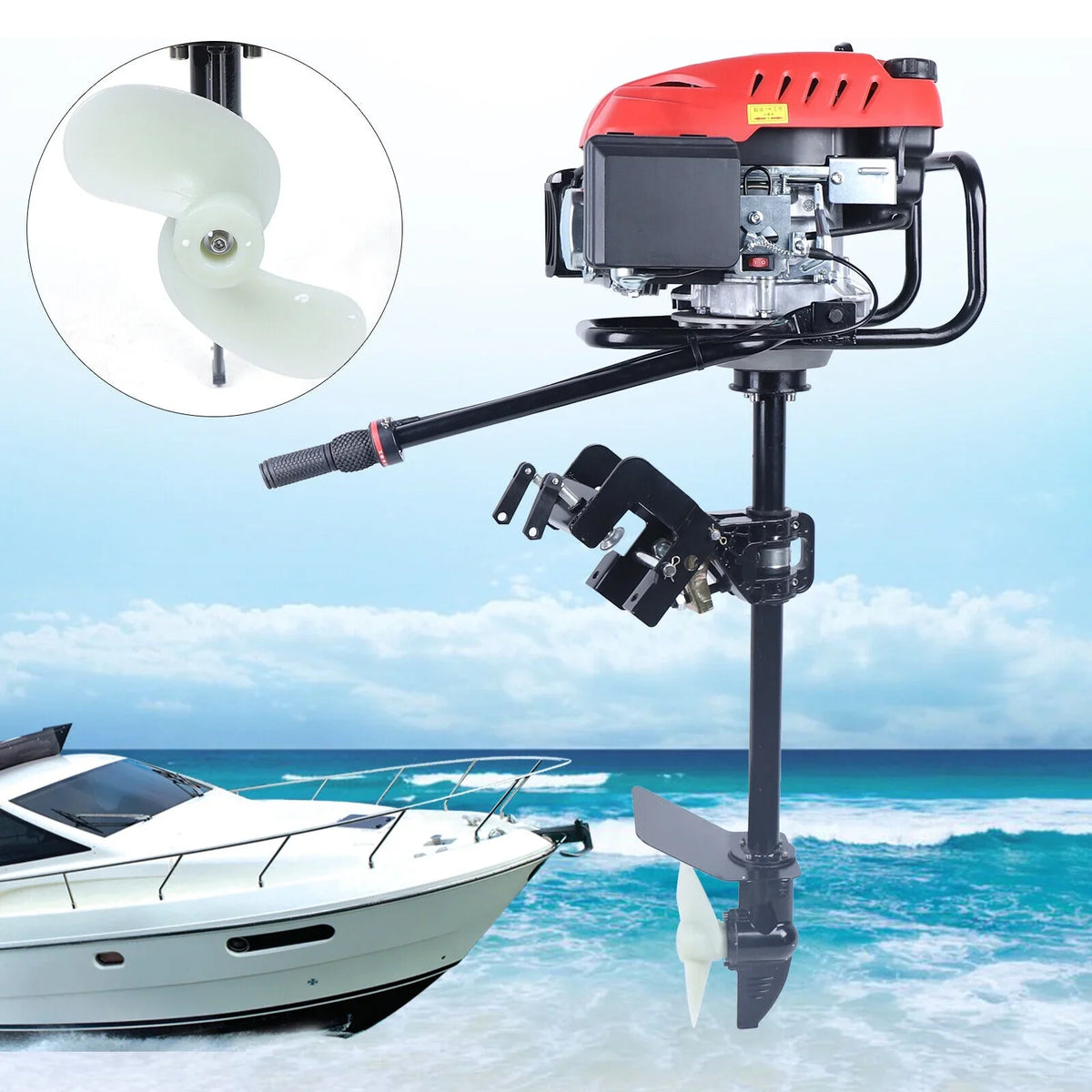 Outboard Motor 4 Stroke 6  Heavy Duty Boat Engine  Air Cooling System 173CC