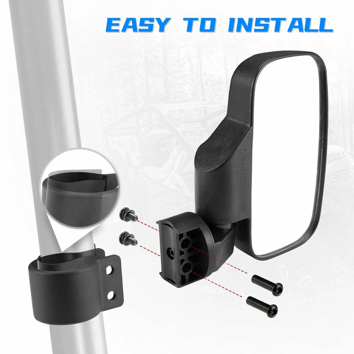 Rear View Mirrors Set 1.75"-2" Bar Clamp Center Mirrors Compatible with Polaris  900 1000 Can-Am X3