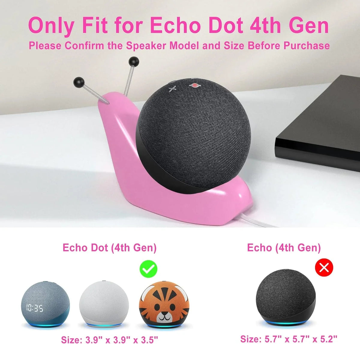 Stable Stand Holder for Echo Dot 4th/5th Generation Stand, Desktop Stand for Echo Dot 4th/5th Gen Holder with Cable