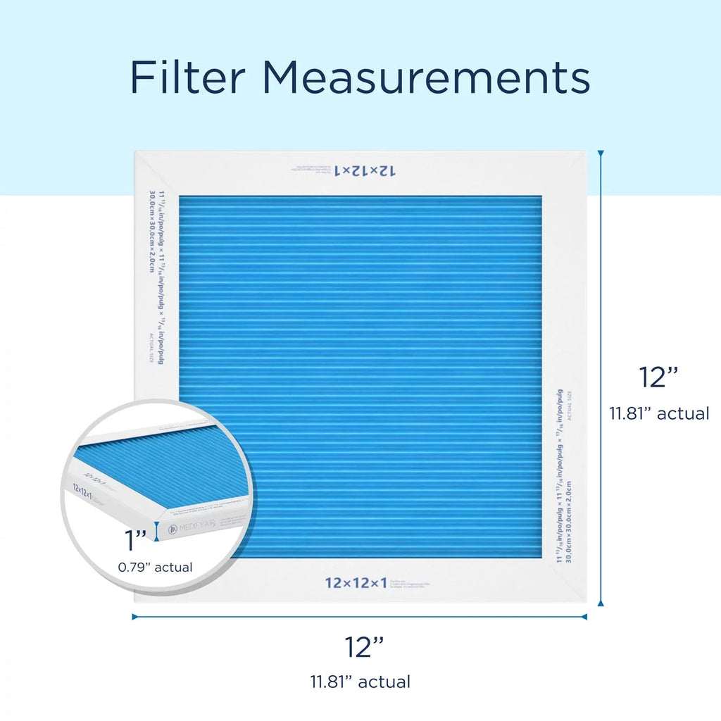 Medify Air 12x12x1 Pleated Filter 95% Particles  Air Cleaning ( 14, 2-Pack)