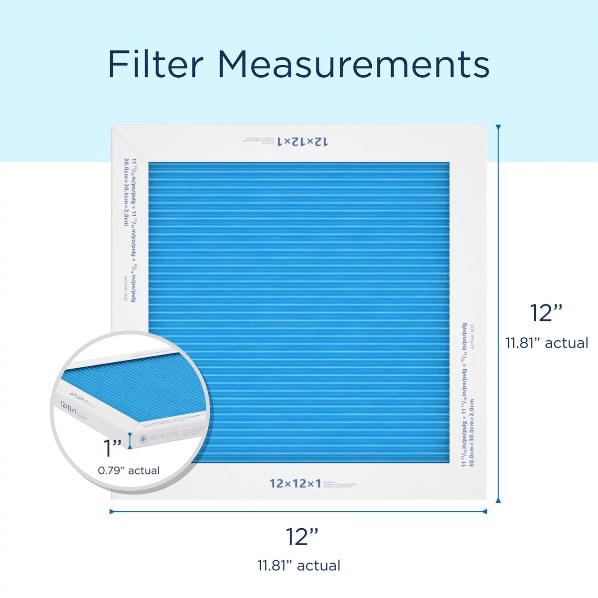 Medify Air 12x12x1 Pleated Filter 95% Particles  Air Cleaning ( 14, 2-Pack)