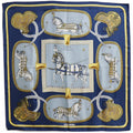 Pre-Owned Hermes Carre 90   Dressed Horse Silk Blue Women's Scarf (Fair)