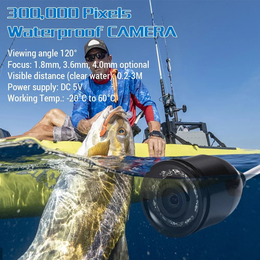 Underwater Fishing Camera with 4.3in Digital  120° 300,000 Pixels 8  Night Vision for River/Ice Fishing