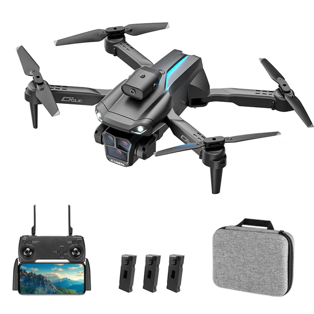 Meterk Remote Control with Camera 4K 3 Front Camera 2 Bottom Camera Obstacle Avoidance 5GWiFi  Storage Bag Package Trajectory Flight Gesture Photography Follow Flight 3 Battery