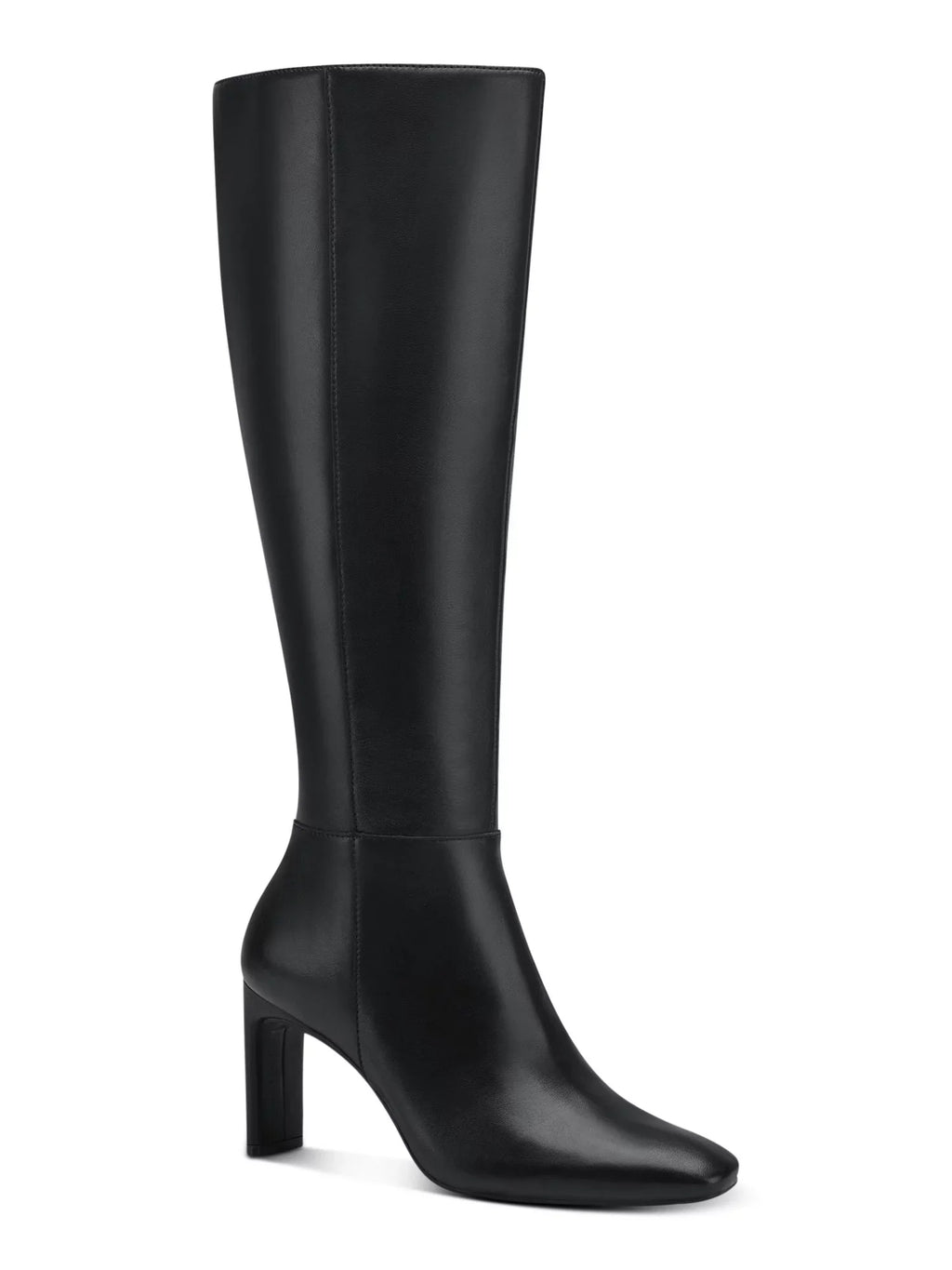 Womens Black 16 Inch Boot Height Goring Padded Tristanne Square Toe Zip-Up Leather Boots Shoes 10 M
