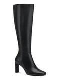 Womens Black 16 Inch Boot Height Goring Padded Tristanne Square Toe Zip-Up Leather Boots Shoes 10 M