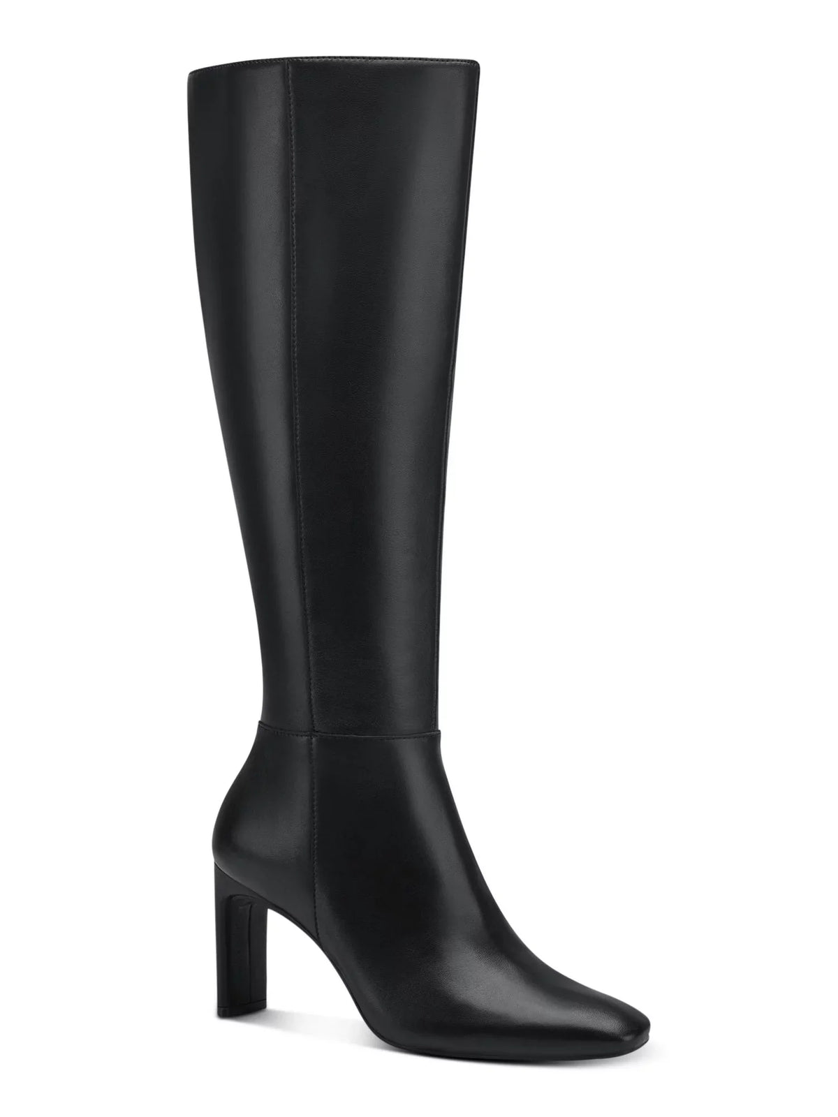 Womens Black 16 Inch Boot Height Goring Padded Tristanne Square Toe Zip-Up Leather Boots Shoes 10 M