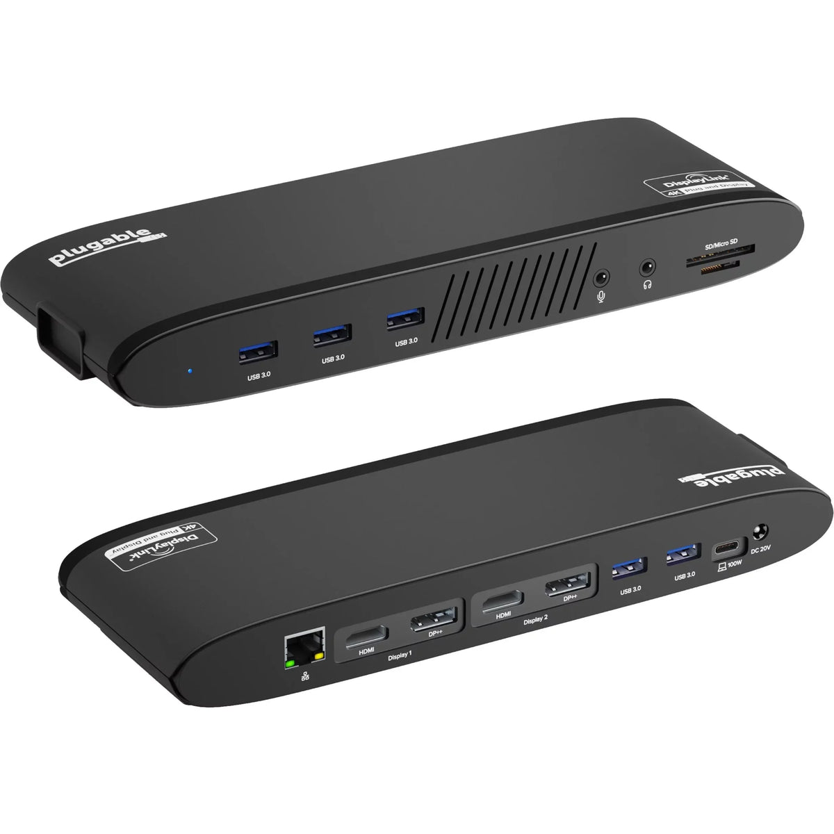 Plugable 13-in-1  C Docking Station Dual Monitor, 100W Charging, Dual 4K Displays 2x  or 2x DisplayPort, Compatible with Mac, Windows, Thunderbolt 3 / 4, -C (5x , Ethernet,  Card Reader