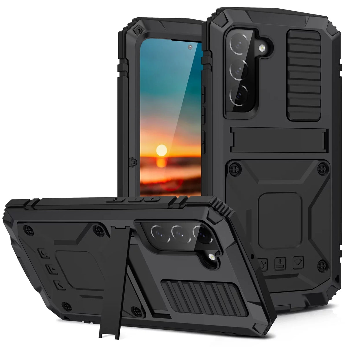 Casetego for Samsung Galaxy S22 Plus Case,Built in Kickstand Heavy Duty Military Grade Rugged Shockproof Protective Cover,Black