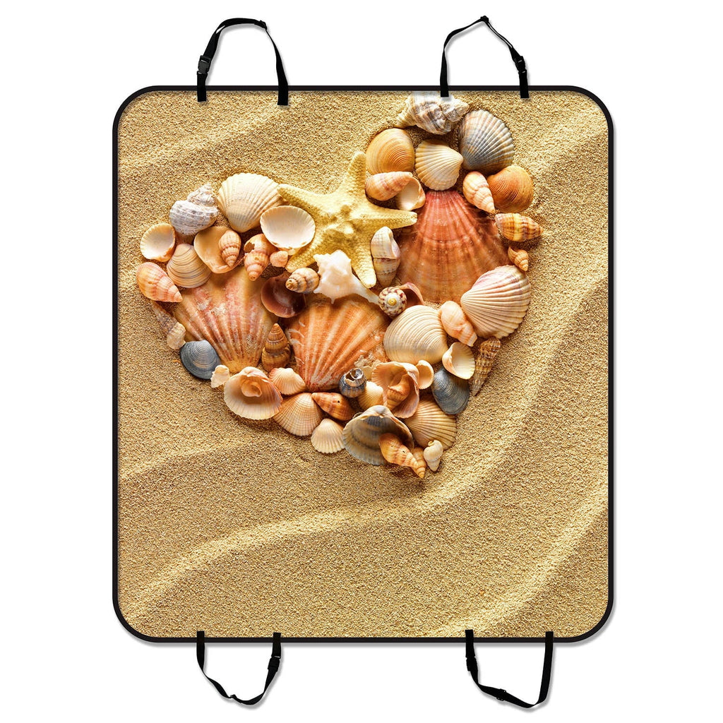 Made Love Heart Of Sea Shells Starfish Beach Pet Car Seat Cover Dog Car Seat Mat Hammock Cargo Mat Trunk Mat For Cars Trucks and  54x60 inches