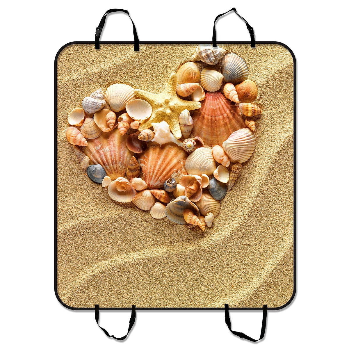 Made Love Heart Of Sea Shells Starfish Beach Pet Car Seat Cover Dog Car Seat Mat Hammock Cargo Mat Trunk Mat For Cars Trucks and  54x60 inches
