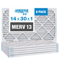 Aerostar 14x30x1  13 Pleated Air Filter,  Furnace Air Filter, 6 Pack