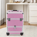 Professional Makeup Trolley Lockable Nail Embroidery Hair Styling Tools Storage Box with Drawers Pink