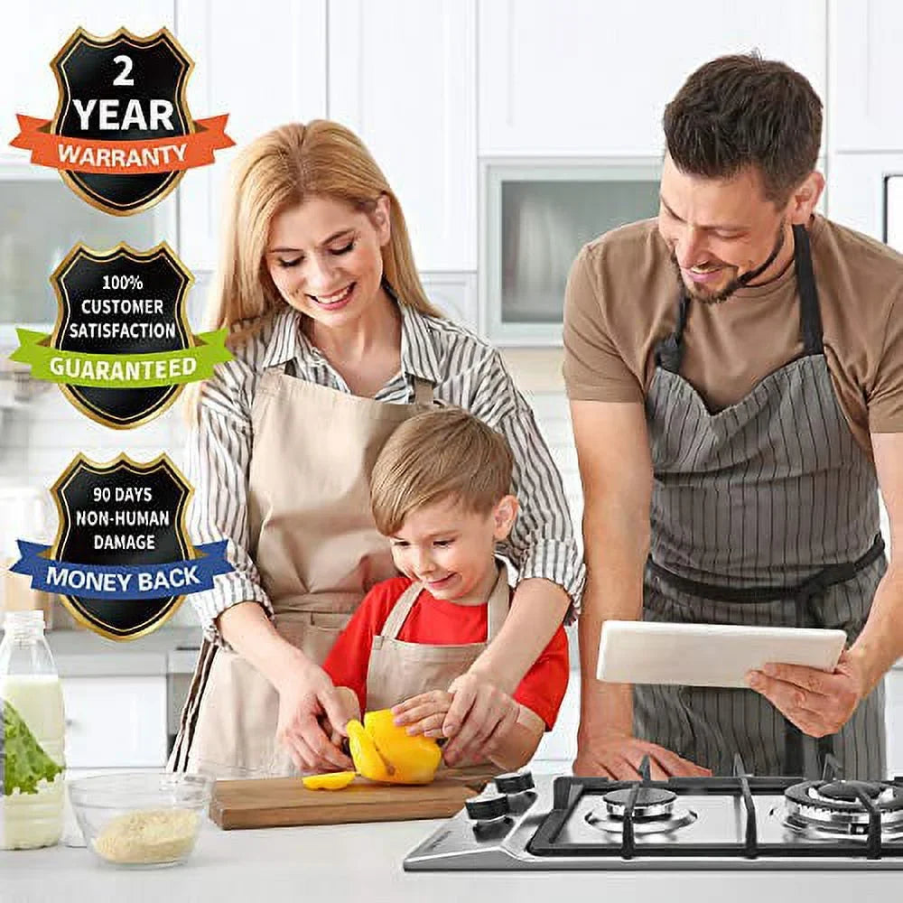 Gas Stove Gas Cooktop 2 Burners,12 Inches Portable Stainless Steel Built-in Gas Hob / Dual Fuel Easy to Clean for RVs, Apartments, Outdoor