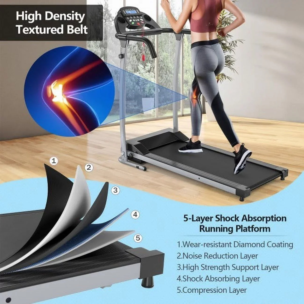 Compact Electric Folding Treadmill Level  Display Up Your Fitness Routine