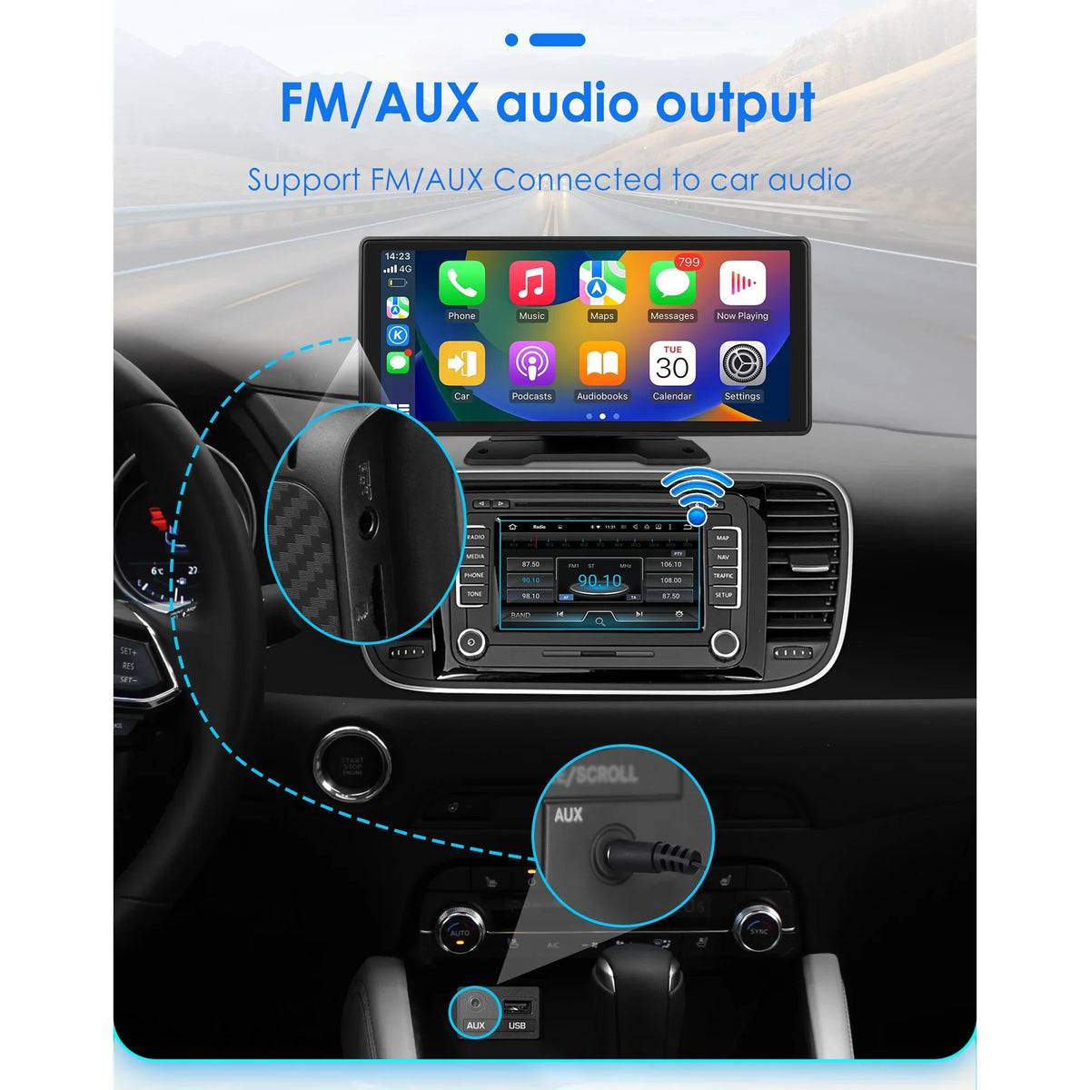 Android Auto Wireless Apple Carplay 360° Adjustable 10.26 Inch Touchscreen Car Radio Stereo Head Unit Bluetooth  Navigation Player With Backup Camera