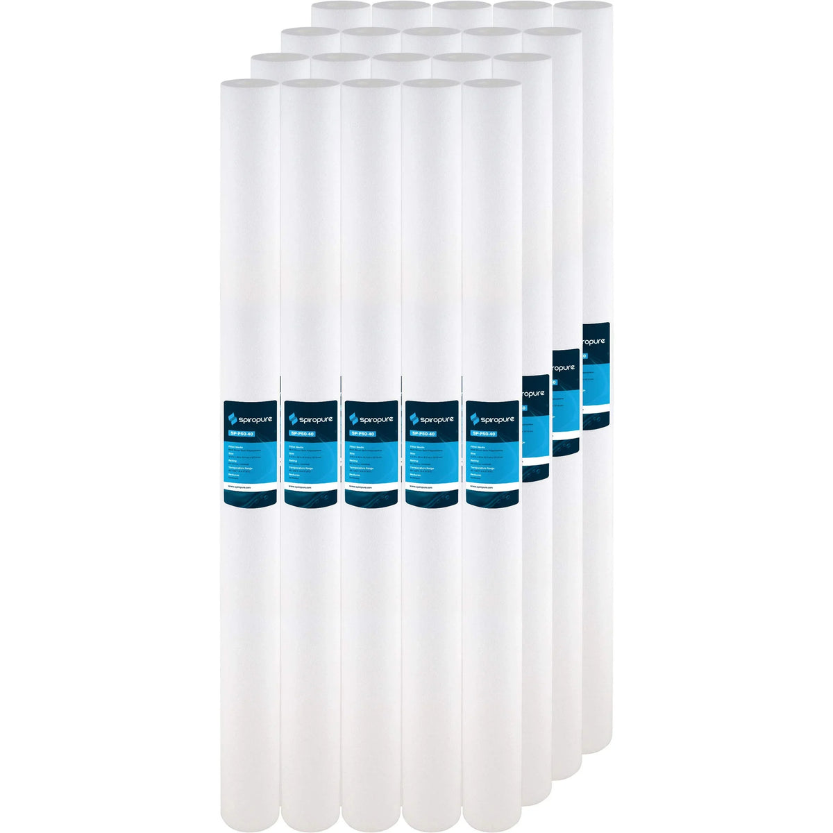 SpiroPure -P50-40 40x2.5 50 Micron Spun Melt-Blown Polypropylene Sediment Water Filter Cartridge -25-4050 (Case of 20)