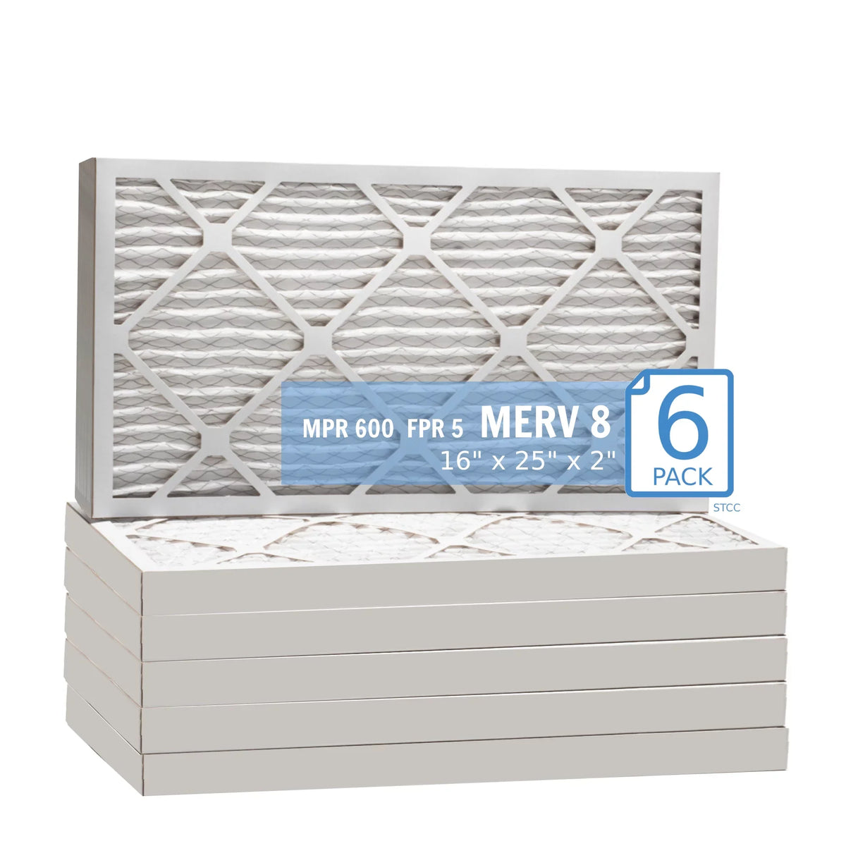 16x25x2, Purolator / Air Guard  Hi-E 40 Extended Surface Pleated Air Filter, Mechanical  8, (6 Pack)