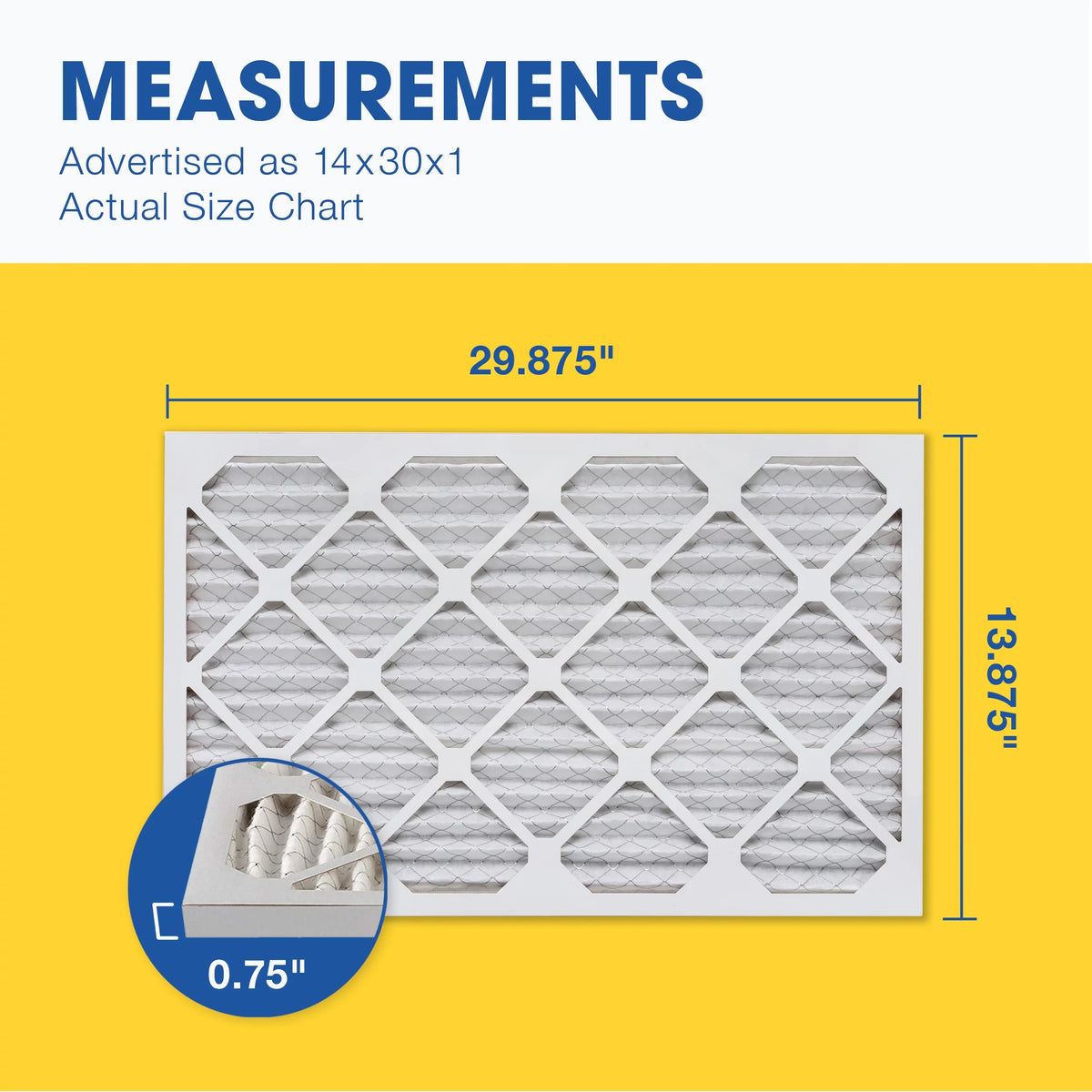 Aerostar 14x30x1  13 Pleated Air Filter,  Furnace Air Filter, 6 Pack