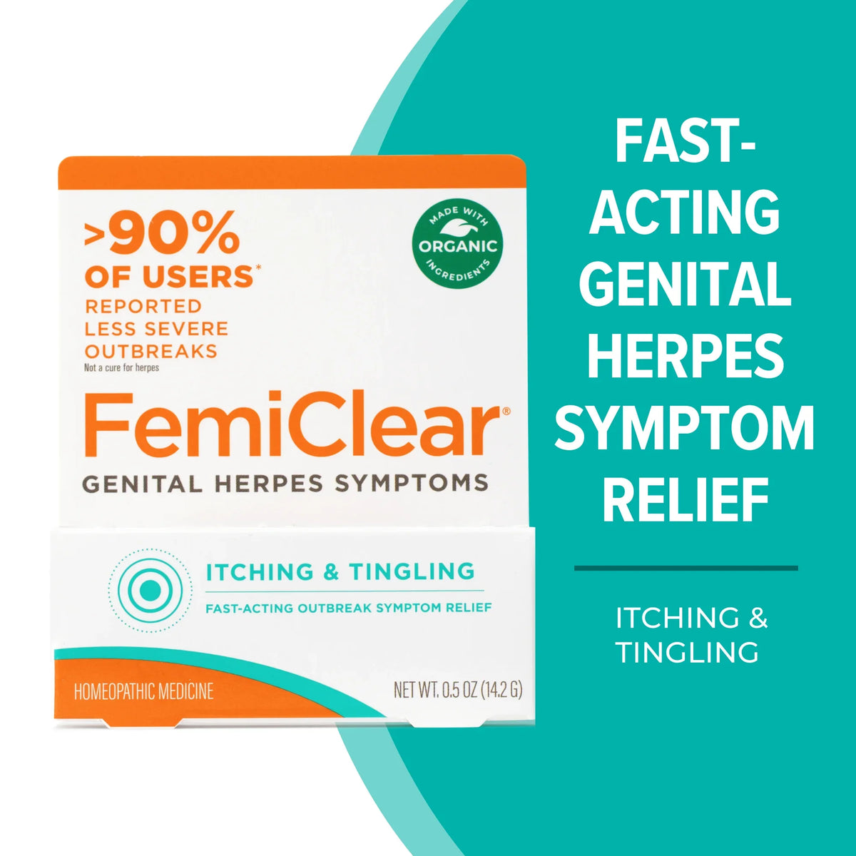 FemiClear For Genital Herpes - Itching & Tingling Symptom Relief Ointment, 0.5oz