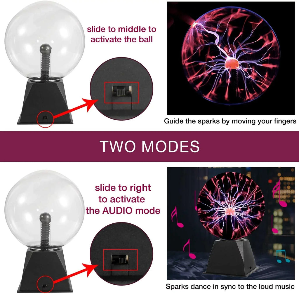 Plasma Ball, 8 Inch Sensitive Plasma Lamp, Nebula Sphere Plasma Globe Novelty Toy for Decorations/Kids/Bedroom