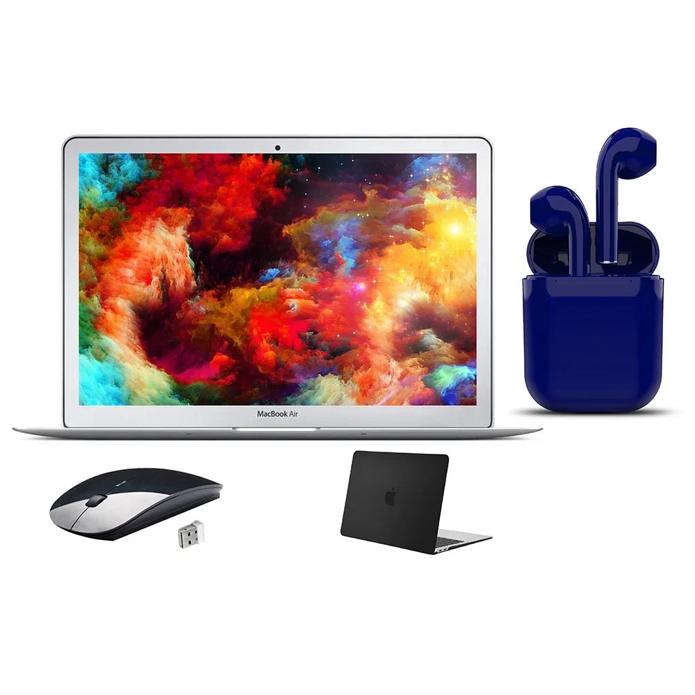 Restored Apple MacBook Air 13.3-inch Intel Core i5 4GB  Mac  128GB  Bundle: Black Case, Wireless Mouse, Bluetooth/Wireless Airbuds By Certified 2 Day Express (Refurbished)