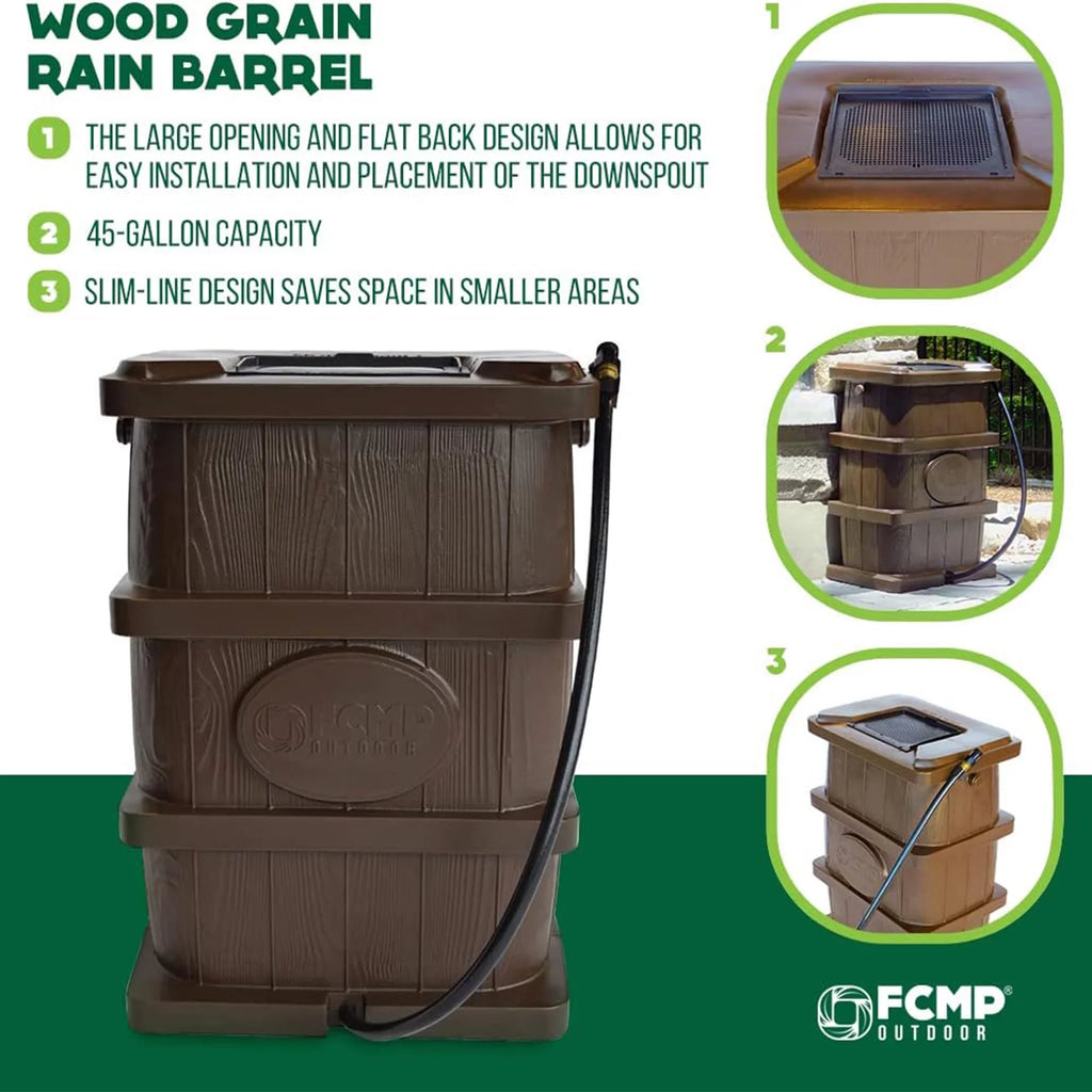 Outdoor WG4000- Home Outdoor Wood Grain Rain Water Catcher Barrel