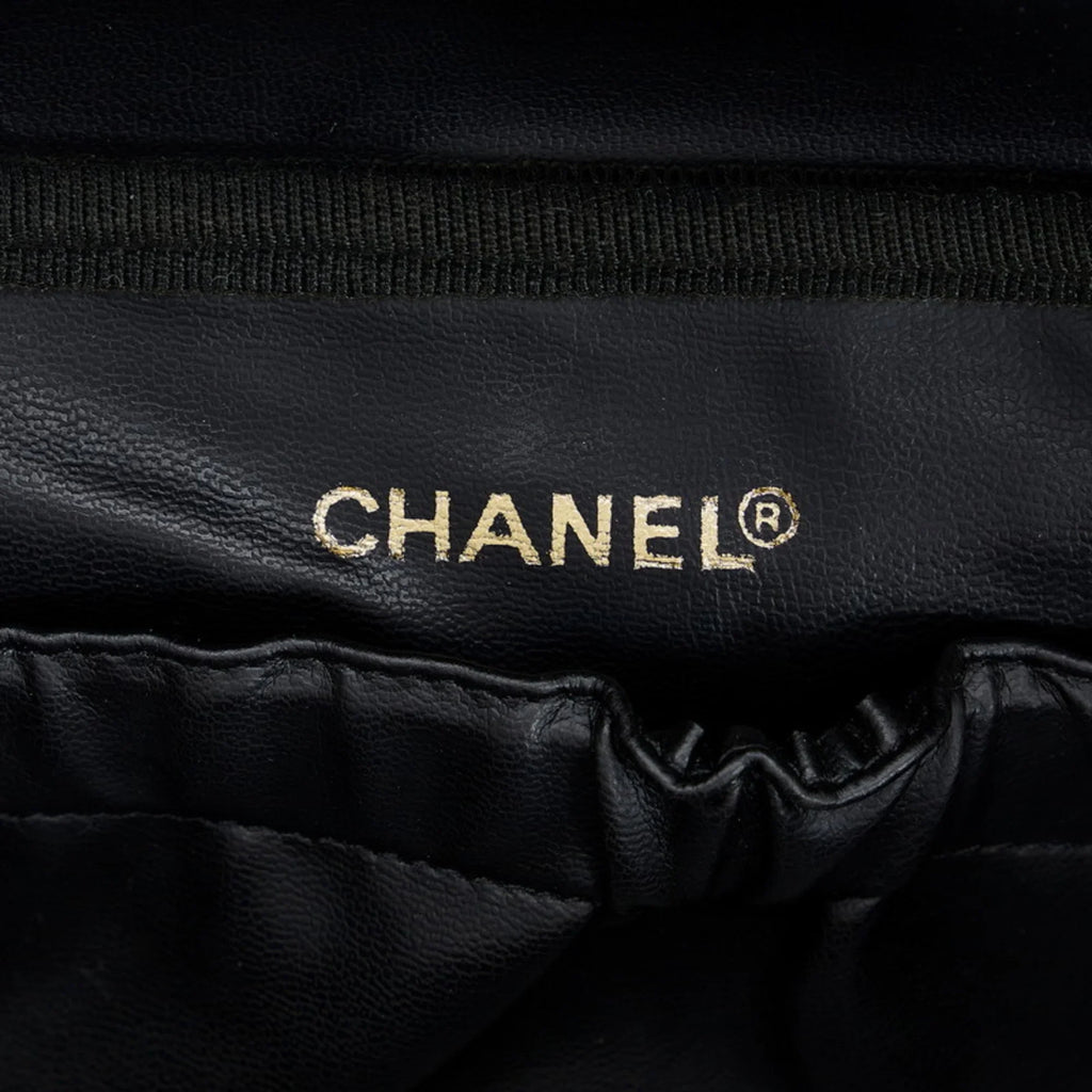 Pre-Owned Chanel Cocomark Bicolore Vanity Bag Handbag Black Lambskin Ladies  (Fair)