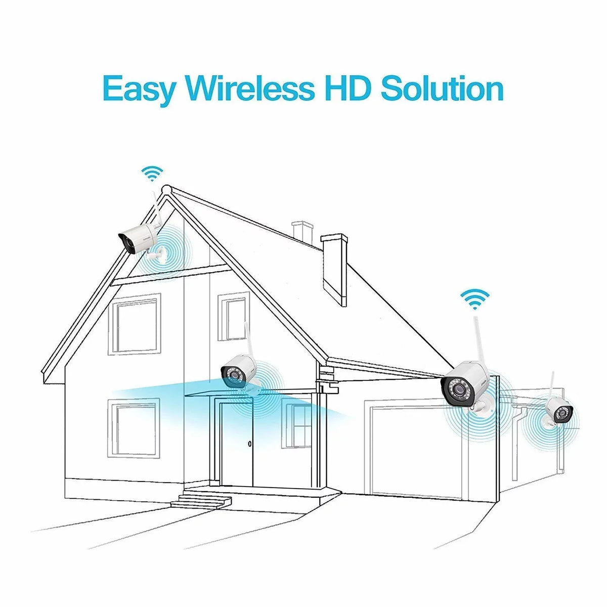Zmodo Wireless WiFi Security Camera System (3 Pack) Smart Full  Outdoor  Cameras with Night Vision - Works with Google Assistant (Supports Only 2.4Ghz WiFi)