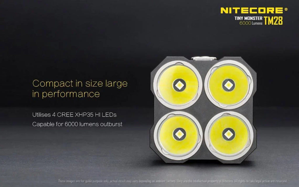 Outdoor Value Pack: Nitecore TM28 Searchlight  and  E4K Flashlight -Both can be Recharged on the go or at home