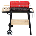 27 Inch Portable Charcoal Grill with Wheels for Outdoor Cooking Barbecue Camping  Coal Grill Heavy Duty Square for Small Patio Backyard