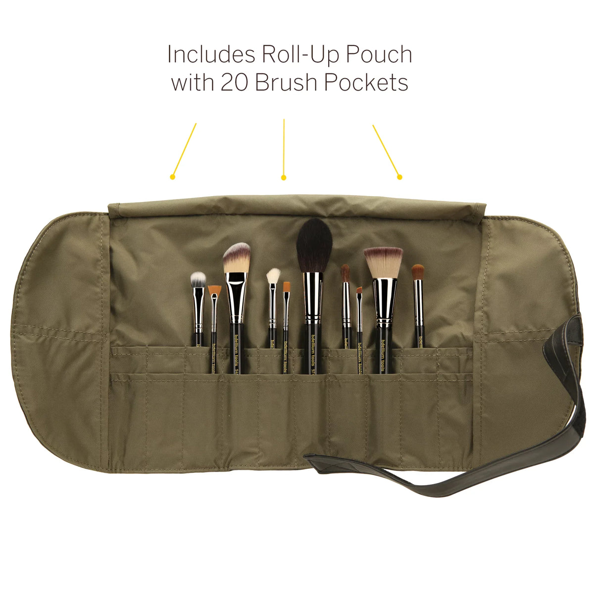 Bdellium Tools Professional Makeup Maestro Series The Key Essential 10pc. Brush Set with Roll-Up Pouch