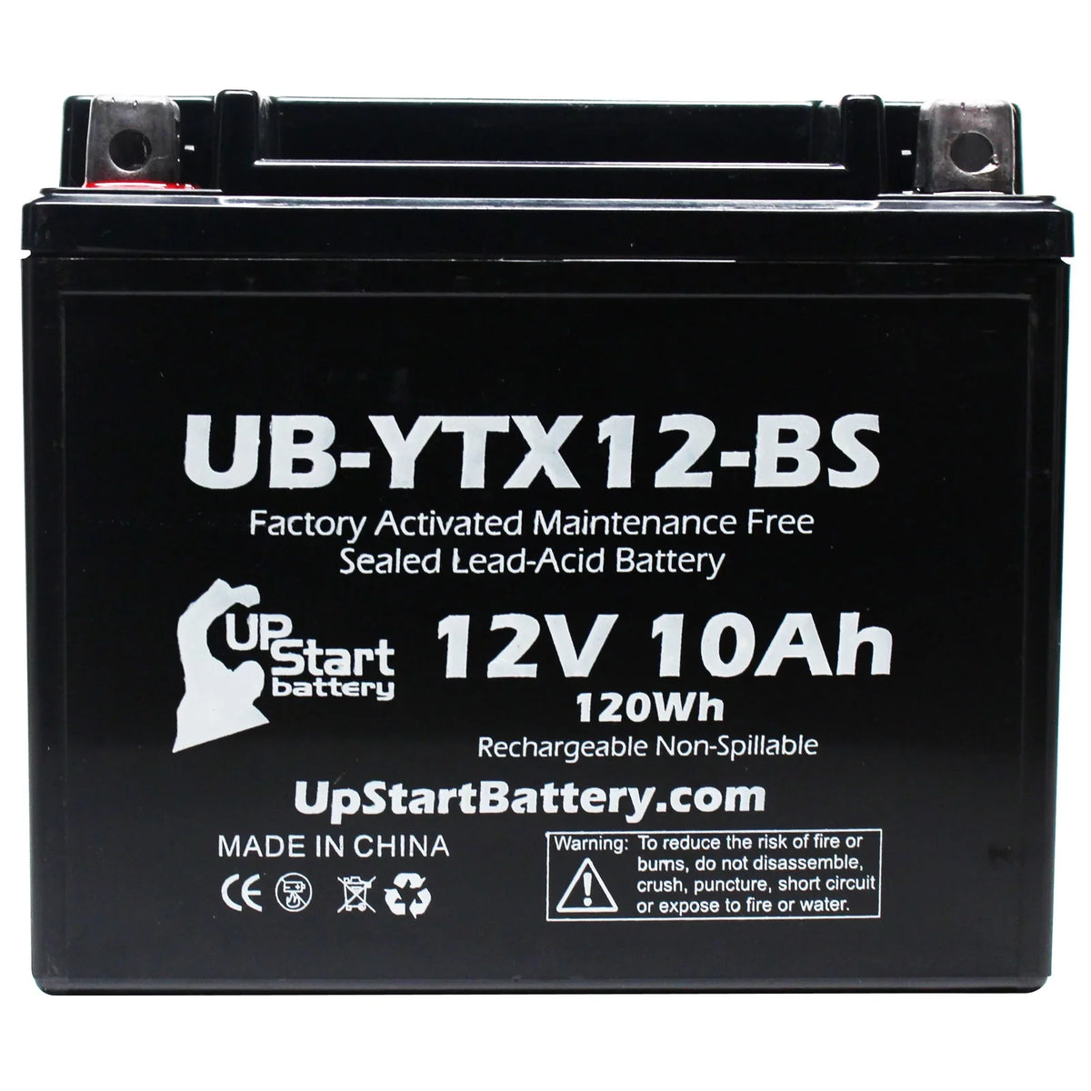 2-Pack UpStart Battery Replacement 2010 Honda TRX250 , , FourTrax Recon 250  Factory Activated, Maintenance Free,  Battery - 12V, 10Ah, -YTX12-
