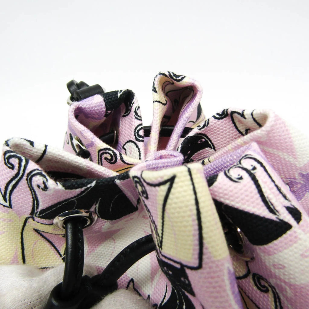 Pre-Owned Miu Miu   Drawstring Bag 5RM014 Women's Leather,Cotton Pouch Black,Light Purple,Multi-color (Good)