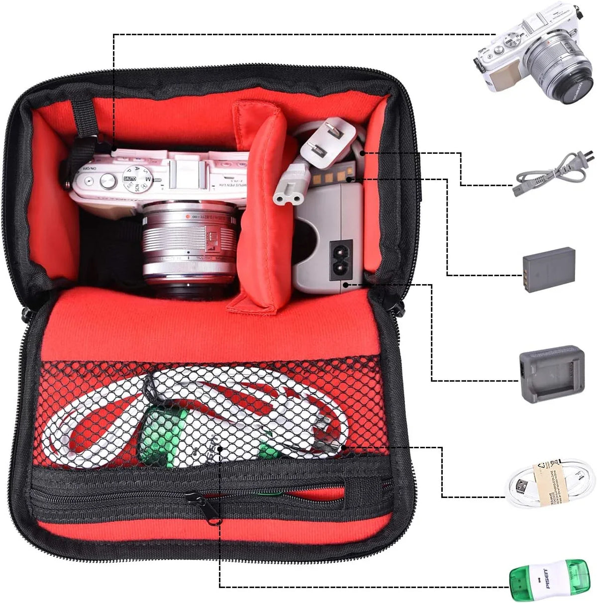 Waterproof Anti-shock Camera Case Bag Compatible for Canon Powershot SX540 SX530 SX60 SX420  M5,Nikon Coolpix L340 B500 B700 L330 L840 P610,Panasonic ,Sony a6000 Digital Camera