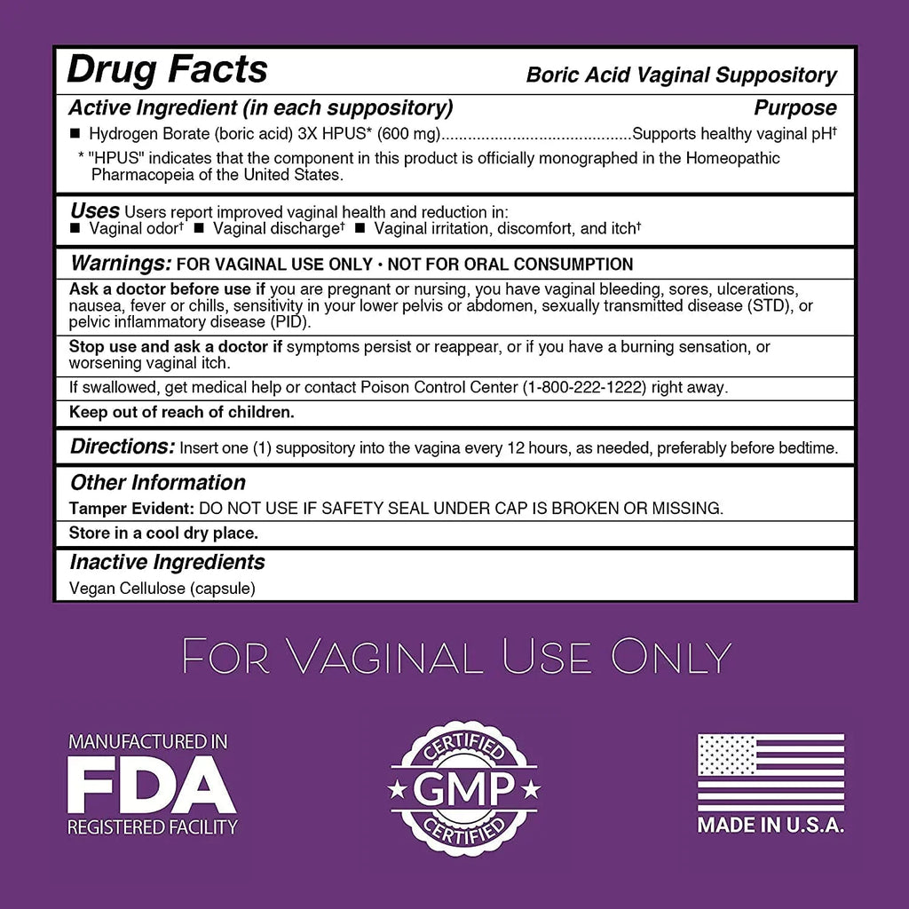 Intimate Rose Boric Acid Suppositories, pH Balance for Women, Boric Acid Vaginal Suppositories for Yeast Infection, Vaginitis, Bacterial Vaginosis, 90-Count (600mg) + 21 Applicators - 100% made in