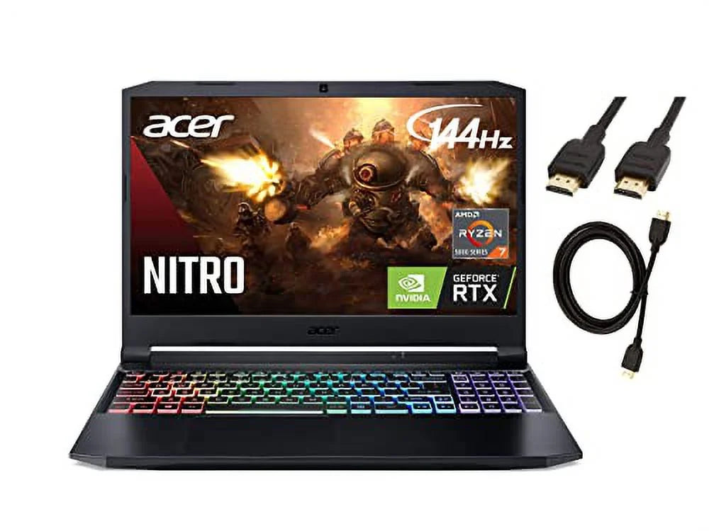 Acer Nitro 5 15.6''   Display Gaming Laptop |  Ryzen 7 5800H Octa-Core  GeForce  3060 32GB  1TB   Backlit Keyboard Windows 10 with  Cable Bundle, Black, 15-15.99 inches
