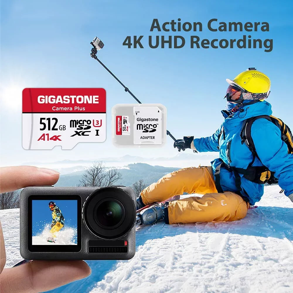 Gigastone 512GB Camera Plus Micro  memory Card 100MB/s, Full  Video, U1 Class 10 compatible with Nintendo Switch Dash Cams GoPro Camera Samsung Canon Nikon Drone