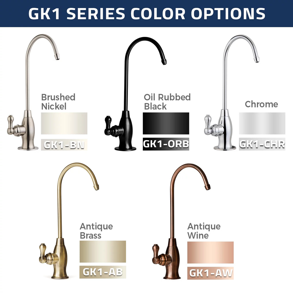 iSpring GK1- Heavy Duty Reverse Osmosis, High Spout Kitchen Bar Sink Drinking Water, Contemporary  Faucet, Brushed Nickel