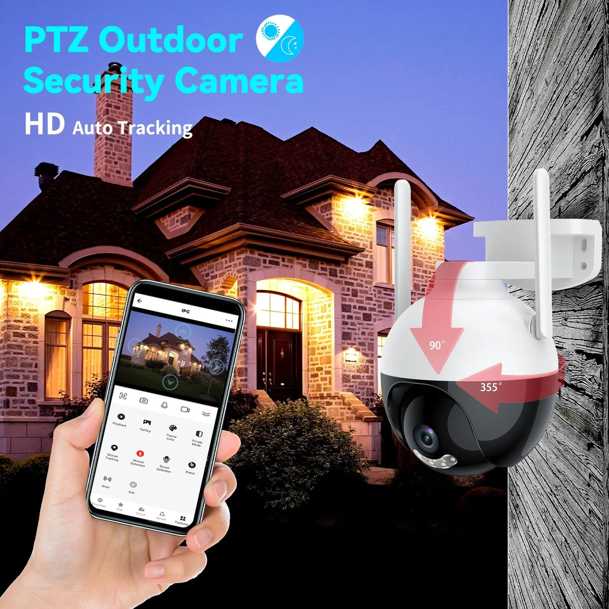 Lixada WiFi 4MP  Camera Wireless  Home System 360° View Color Night Vision 2-Way Audio Motion Detection Remote Access Waterproof IP66